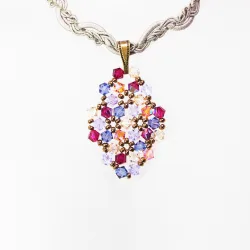 Pendant 40cm - Terence Rhombus S-Khaki Braid - Pendant 40cm - Laiton bronze